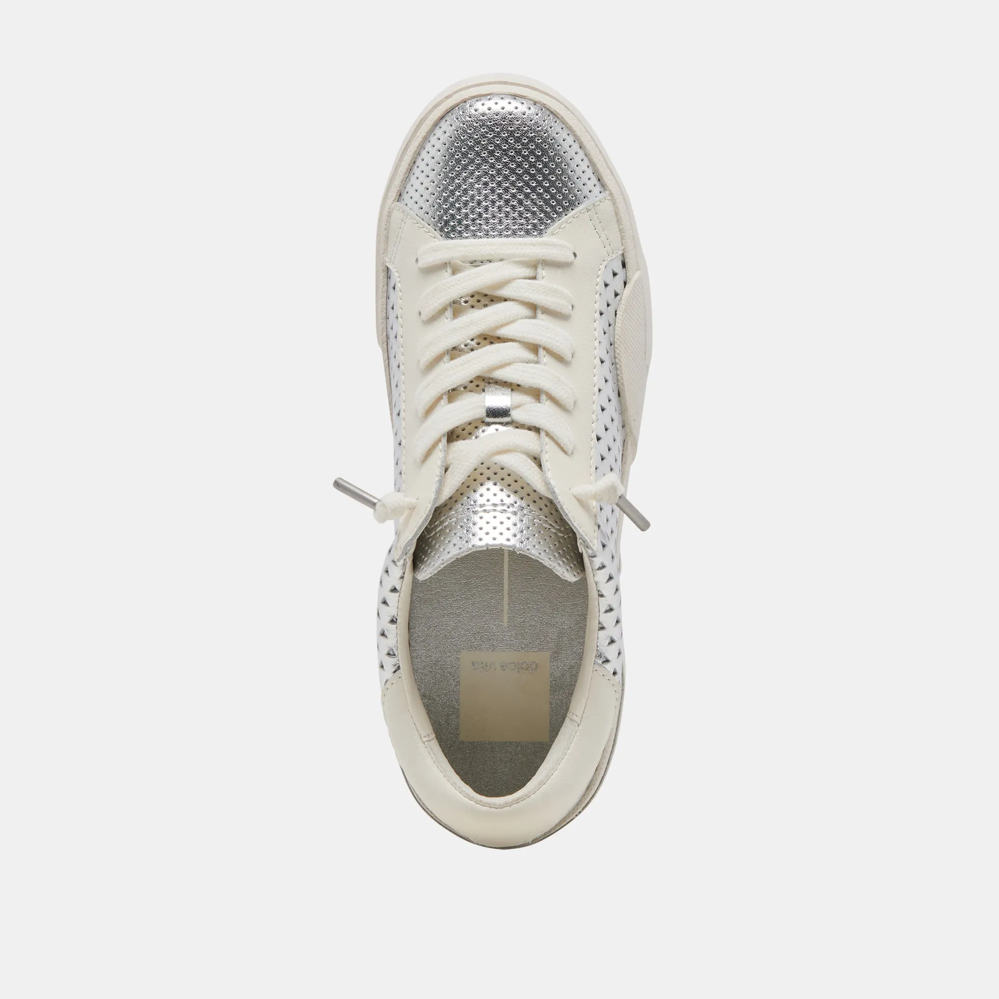 ZINA PERF 360 BASKETS EN CUIR ARGENTÉ