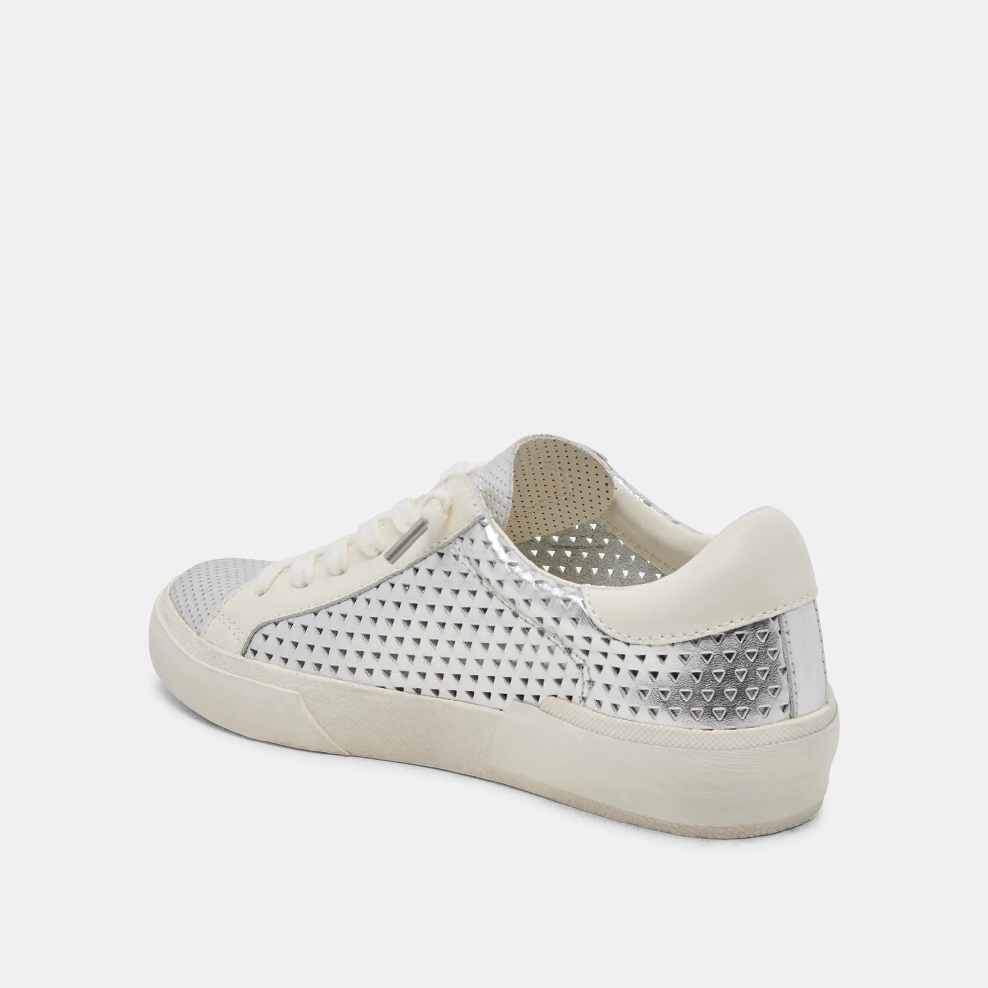 ZINA PERF 360 BASKETS EN CUIR ARGENTÉ
