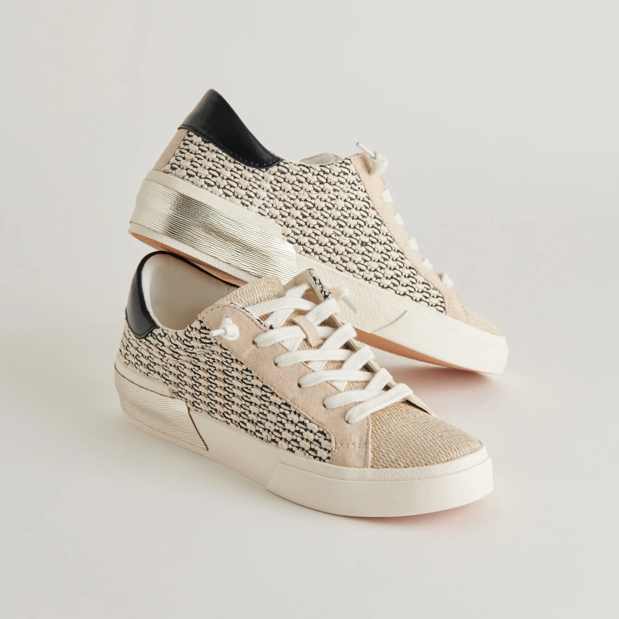 ZINA SNEAKERS NOIR RAFFIA NATUREL