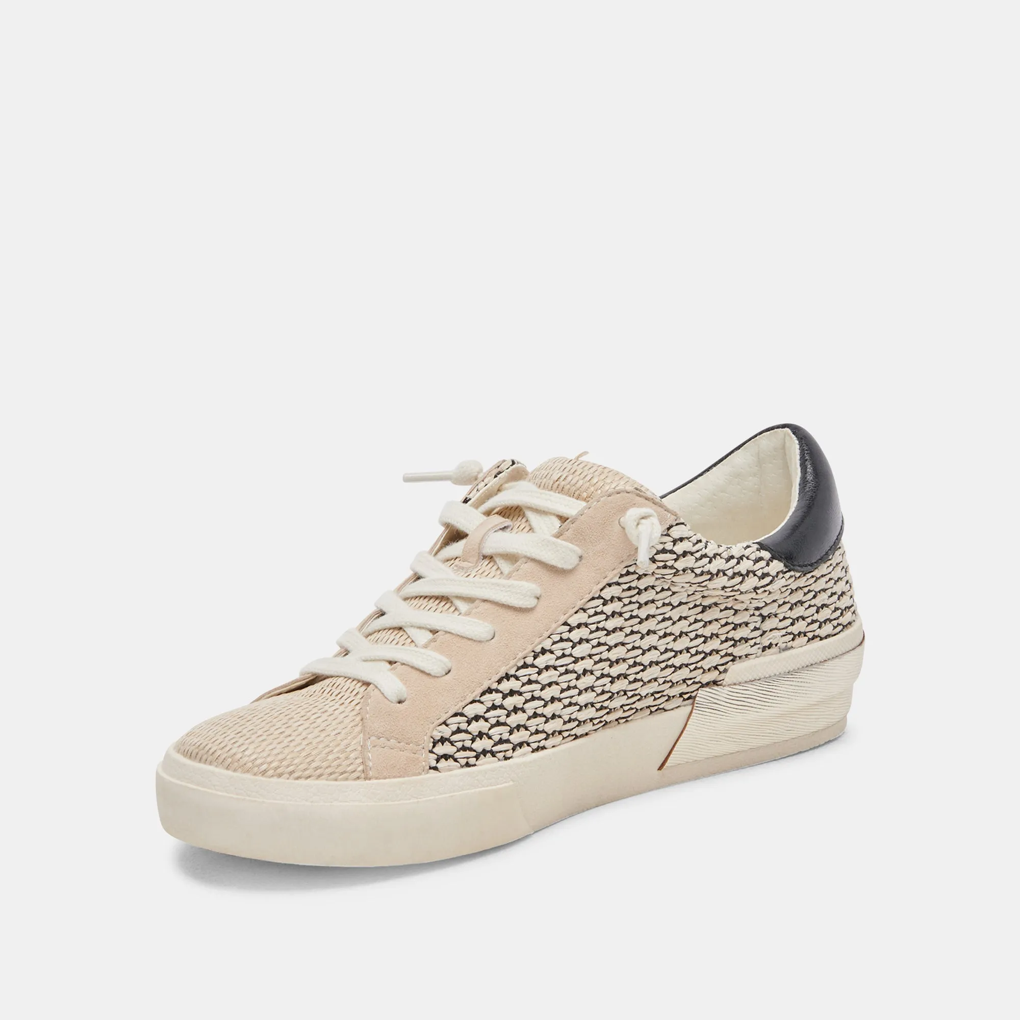 ZINA SNEAKERS NOIR RAFFIA NATUREL