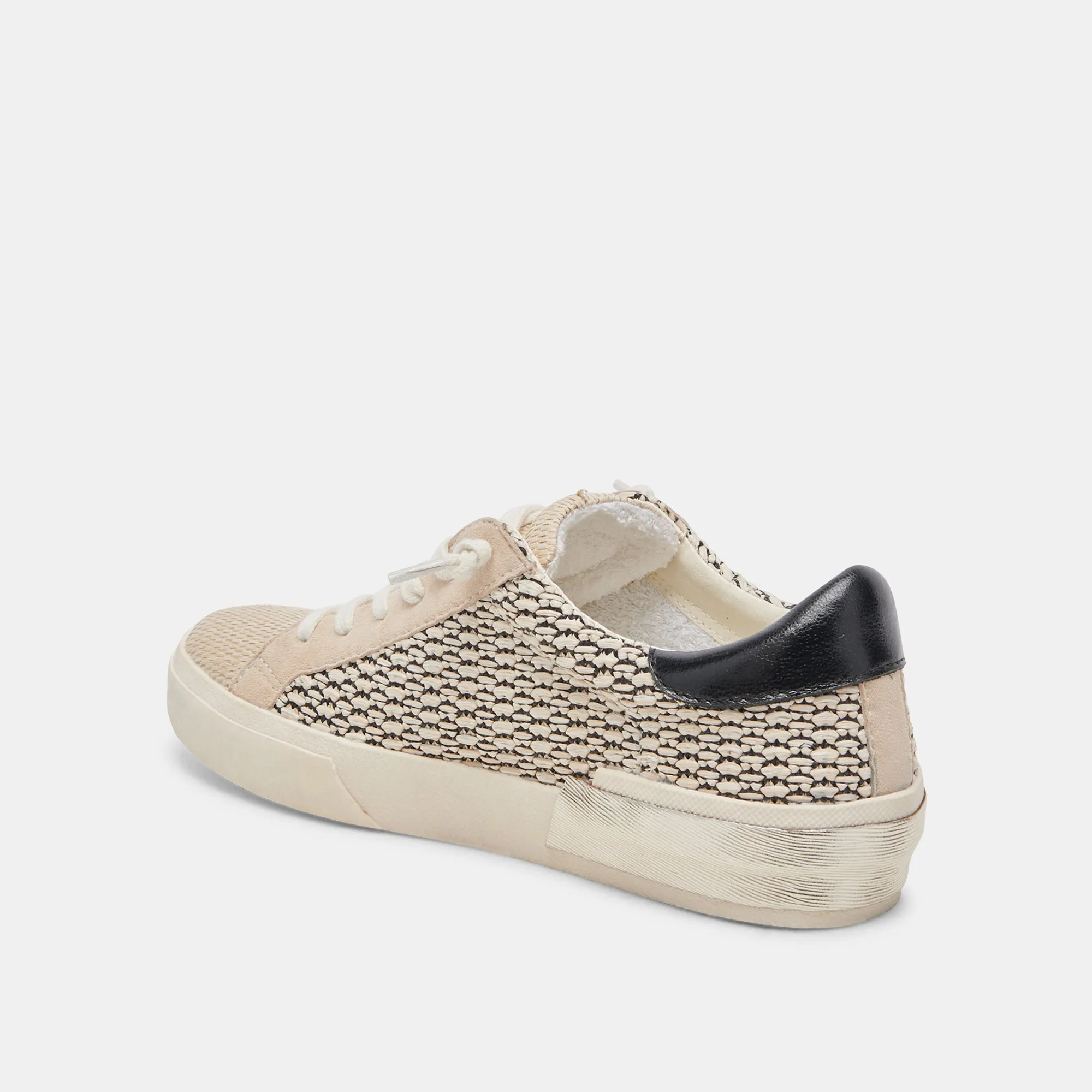 ZINA SNEAKERS NOIR RAFFIA NATUREL