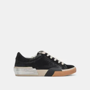 ZINA SNEAKERS CUIR GRAVÉ ONYX