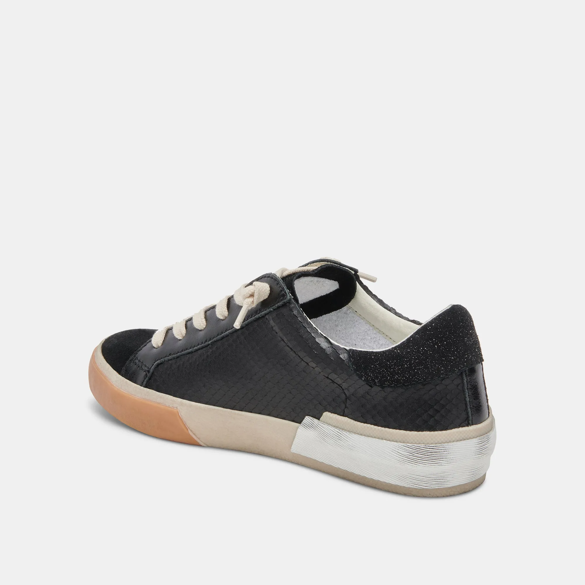 ZINA SNEAKERS CUIR GRAVÉ ONYX