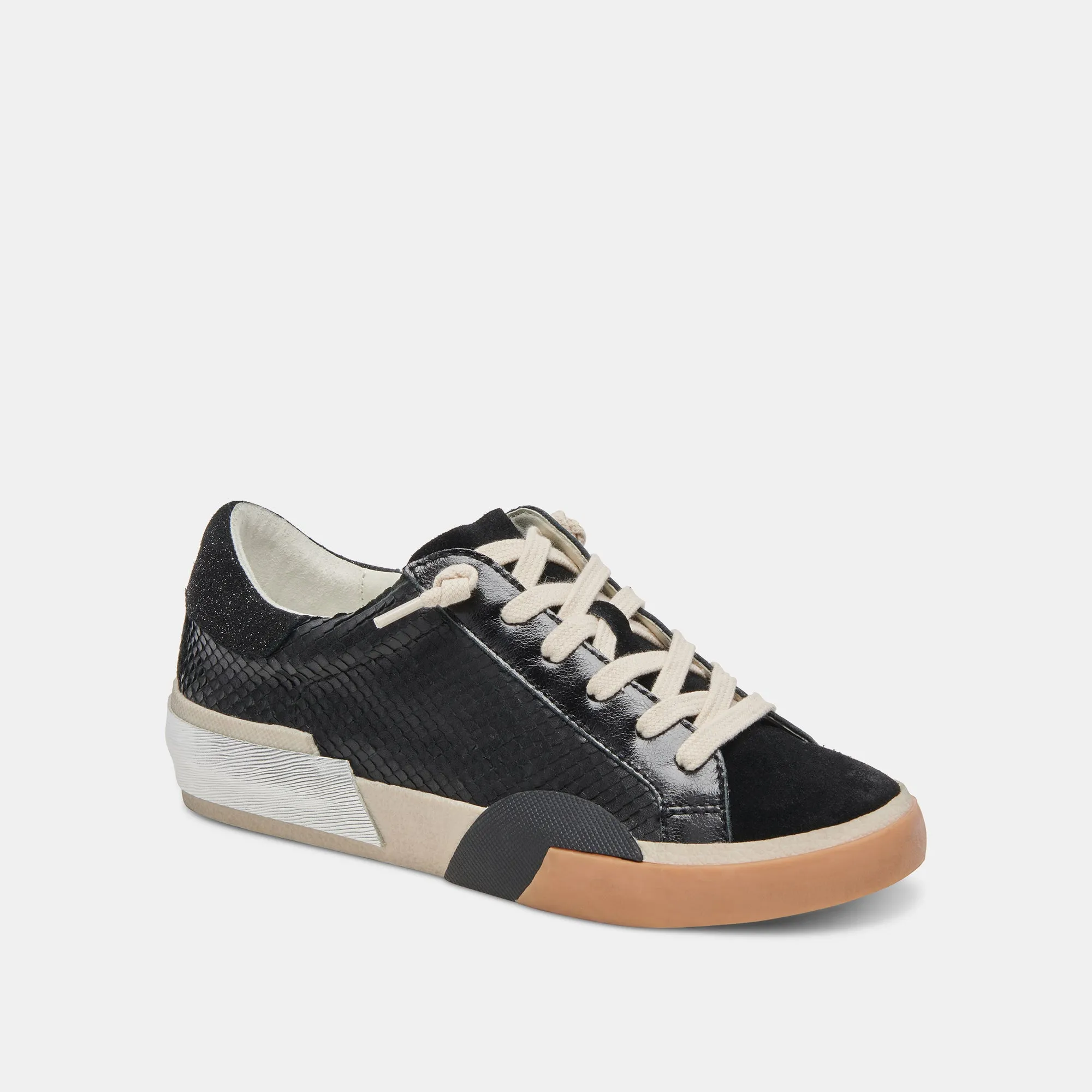 ZINA SNEAKERS CUIR GRAVÉ ONYX