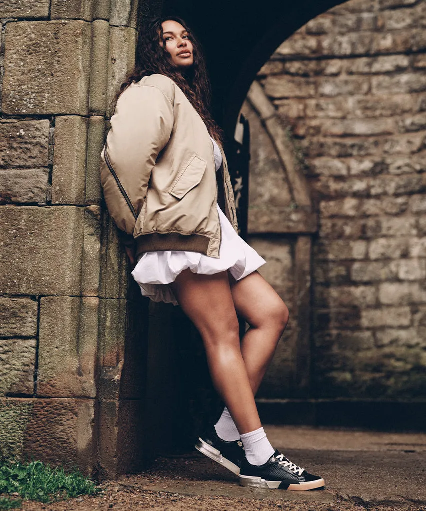 ZINA SNEAKERS CUIR GRAVÉ ONYX