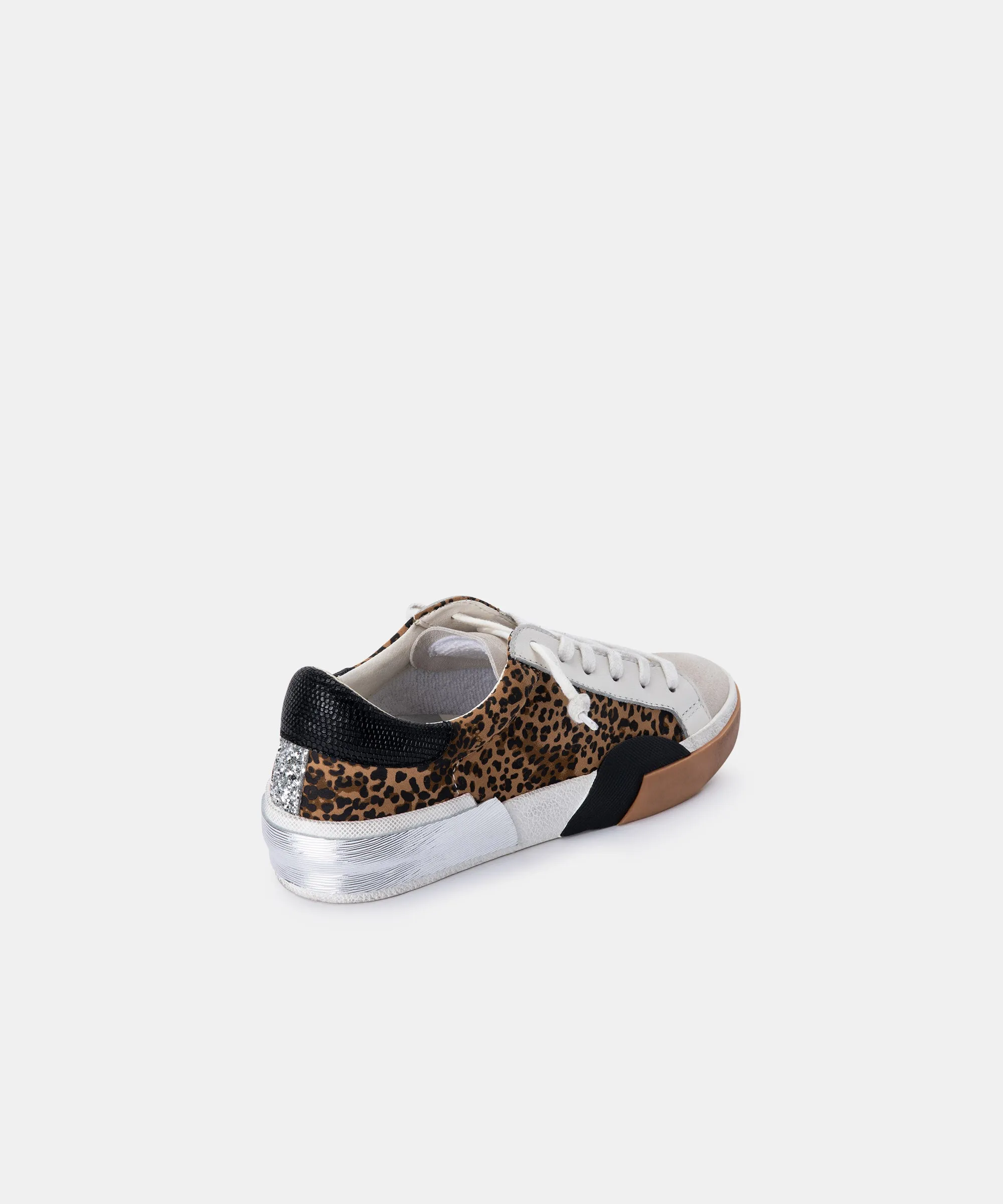ZINA SNEAKERS TAN NOIR LÉOPARD POUDRÉ SUÈDE