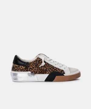 ZINA SNEAKERS TAN NOIR LÉOPARD POUDRÉ SUÈDE