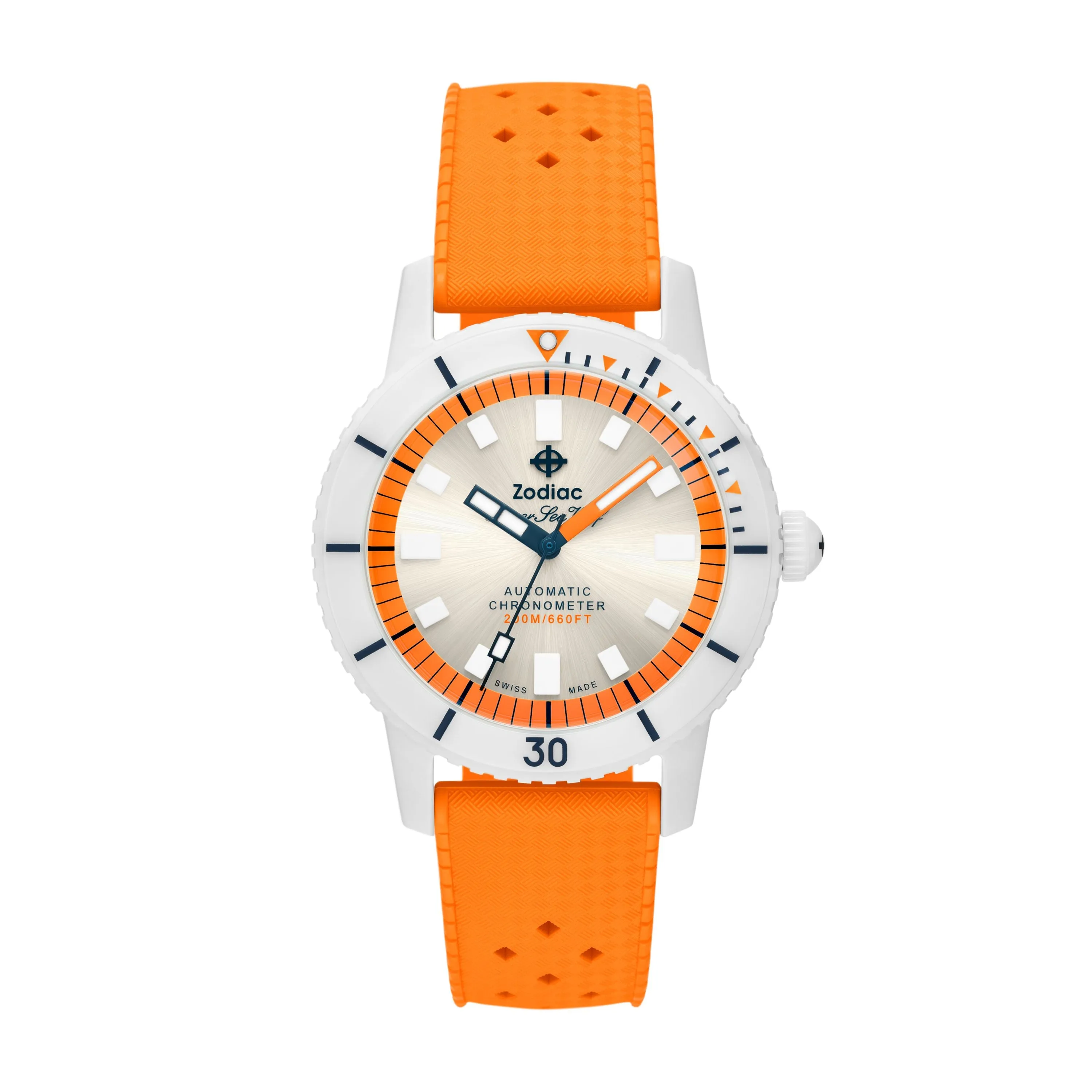 Zodiac Unisex Super Sea Wolf Compression Automatique, Montre en Céramique Blanche chaussures ecco