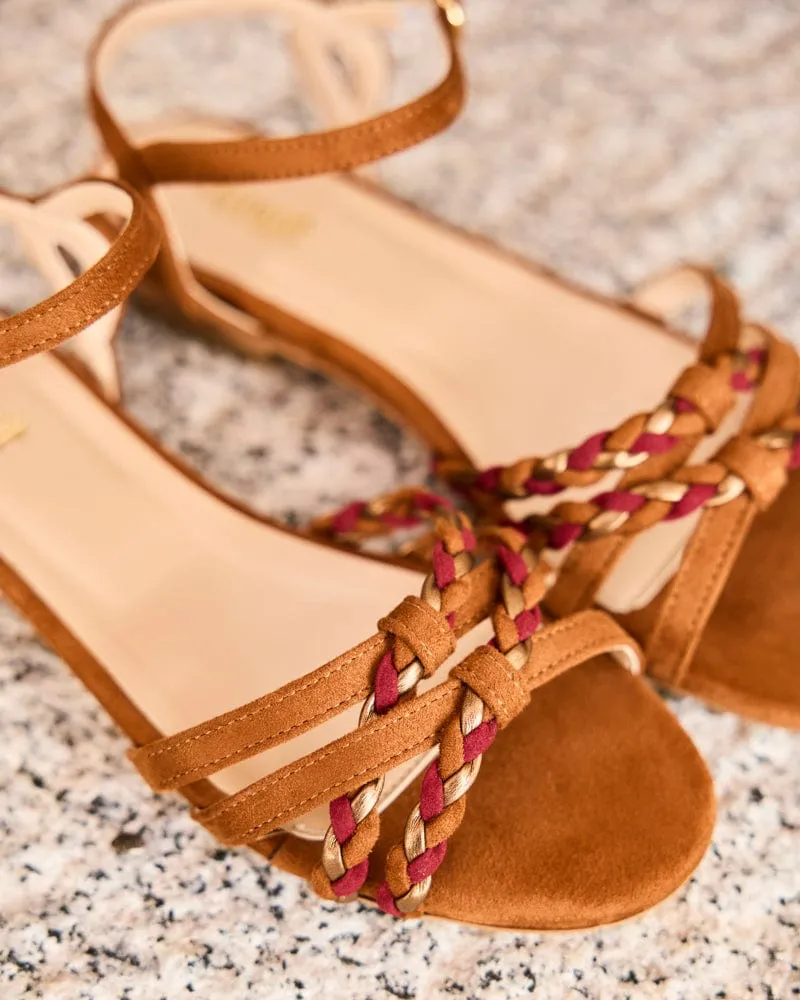 Sandales tressées en suédine vegan Zonza | Camel