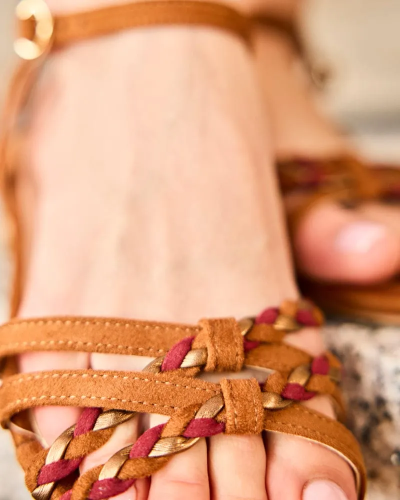 Sandales tressées en suédine vegan Zonza | Camel